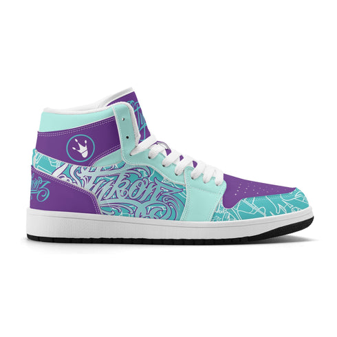 Metari 6T7 High Top Snekonz feat Stykonz Turquoise Mix Script | Hip Hop Streetwear Kicks - Stykonz Graffiti Streetwear